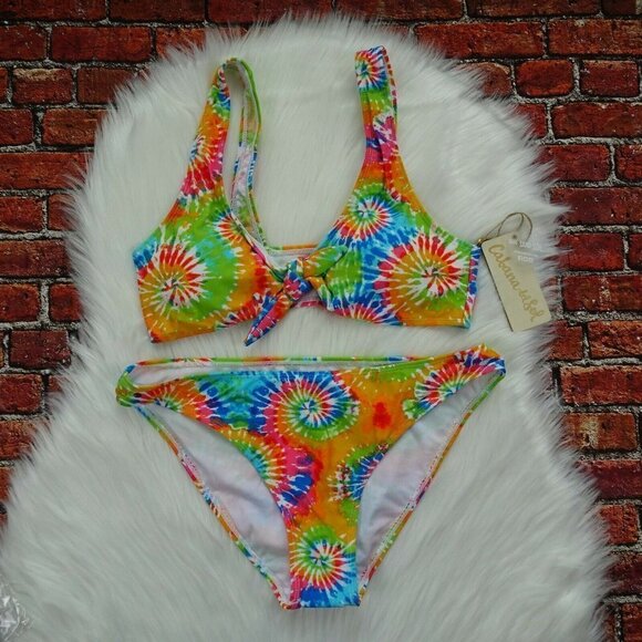 Cabana Del Sol Tie-Dye Swimwear 2-Piece Set Bikini Top & Bottoms NWT L - Picture 2 of 10